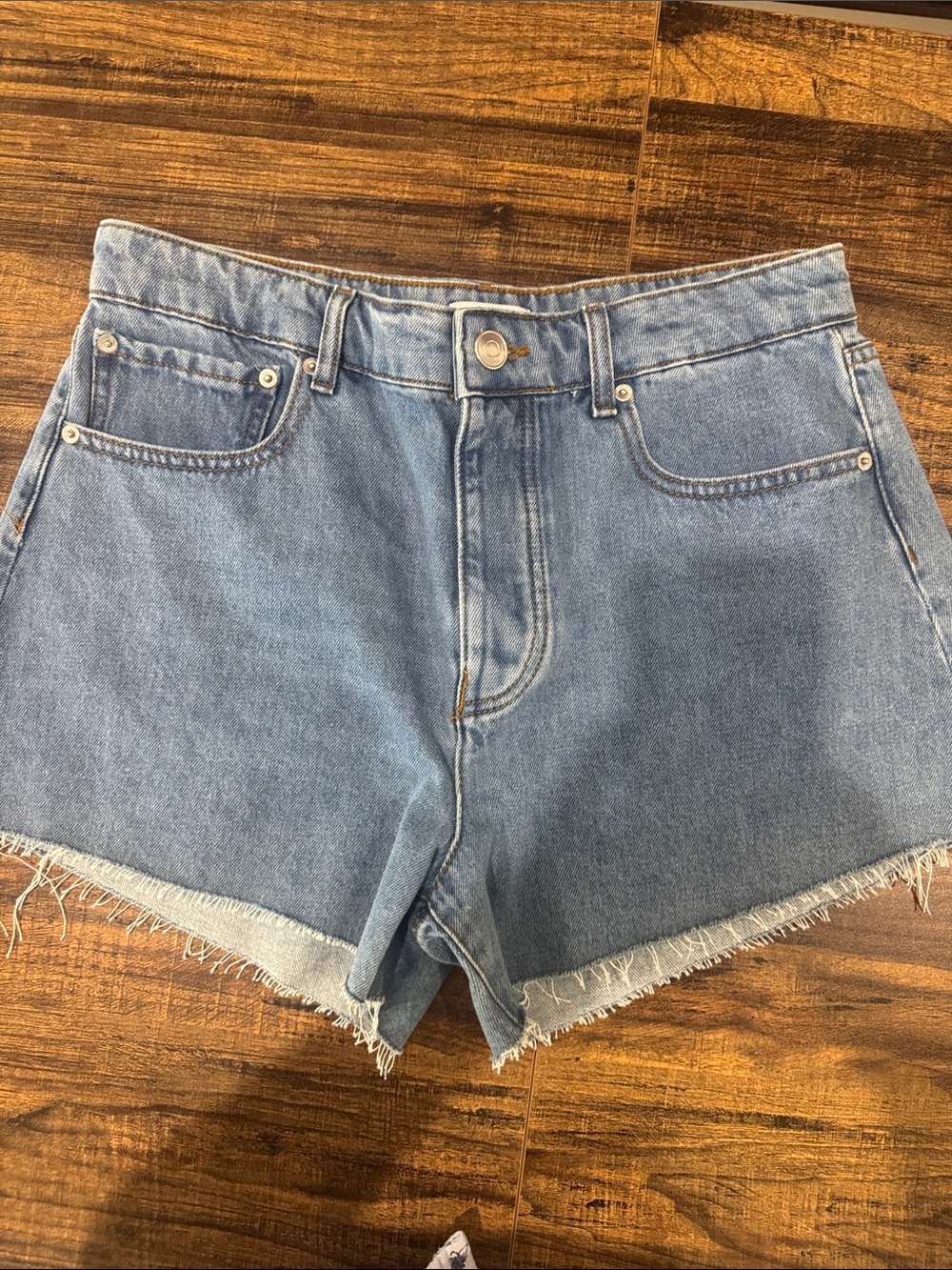 Gianni Bini Light Blue High-Waist Denim Shorts with Frayed Hem